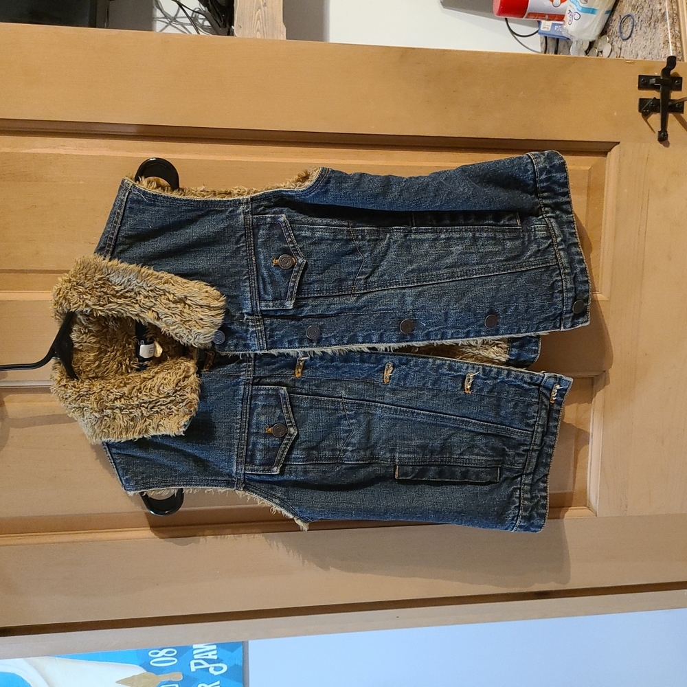 Gap fur lined jean vest
